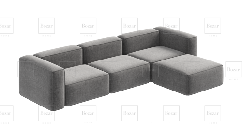 Canapé modulable Miami Gris 4 places avec pouf