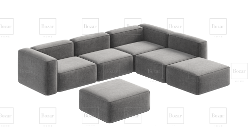 Canapé d'angle modulaire Miami Gris + pouf