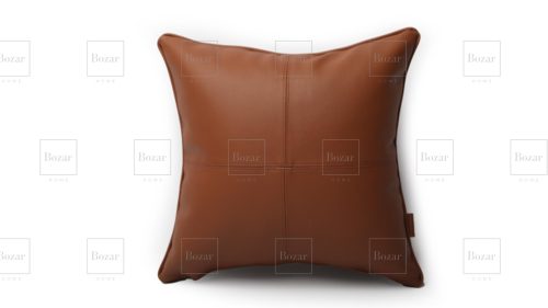 Coussin Similicuir Marron – Finition Carreaux