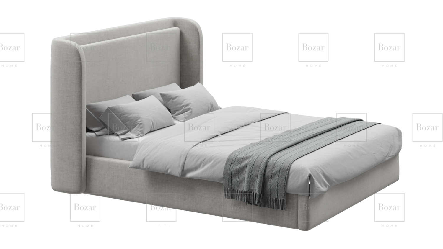 Lit Robert 160*200+Simple Rangement Toile Beige Claire (Disponible au Showroom(Agadir))